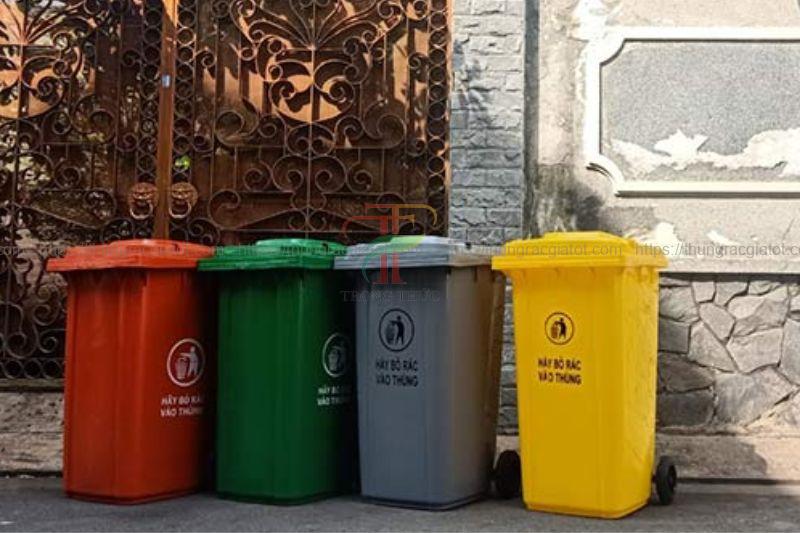 thùng rác 240L đa dạng màu sắc