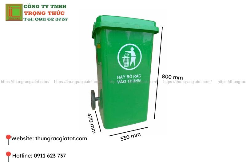 Thông số kỹ thuật thùng rác công cộng 100 lít