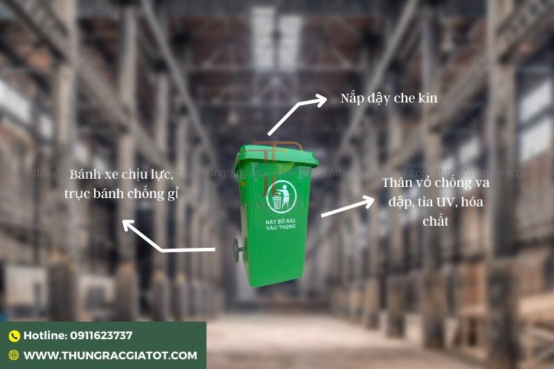 Thông số kỹ thuật thùng rác công nghiệp 100 lít