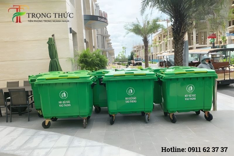 Đặt mua thùng rác 1100 cho khu chung cư