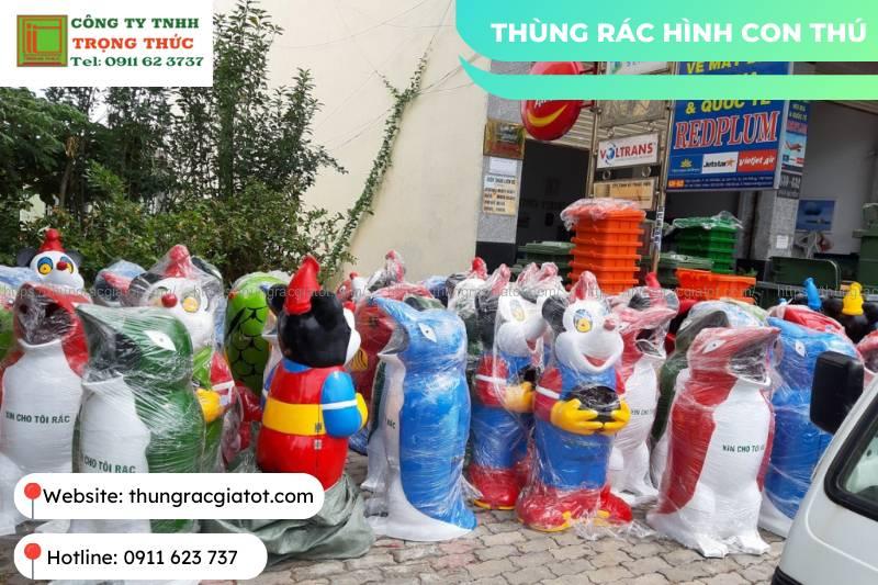 Thùng rác con thú được sử dụng nhiều tại các trường học ở Đà Nẵng