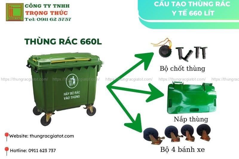 Cấu tạo thùng rác y tế 660 lít