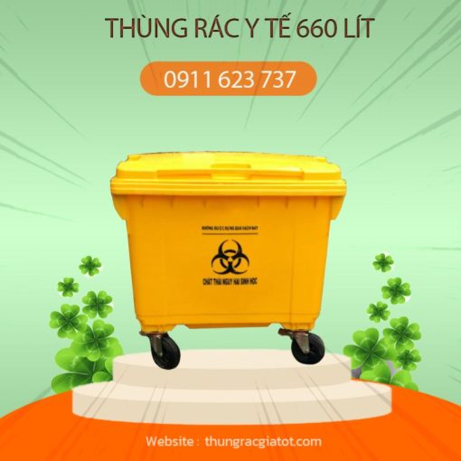 Thùng rác y tế 660 lít màu vàng