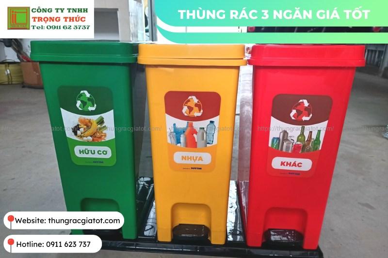 Những ưu điểm nổi bật của thùng rác 3 ngăn phân loại rác