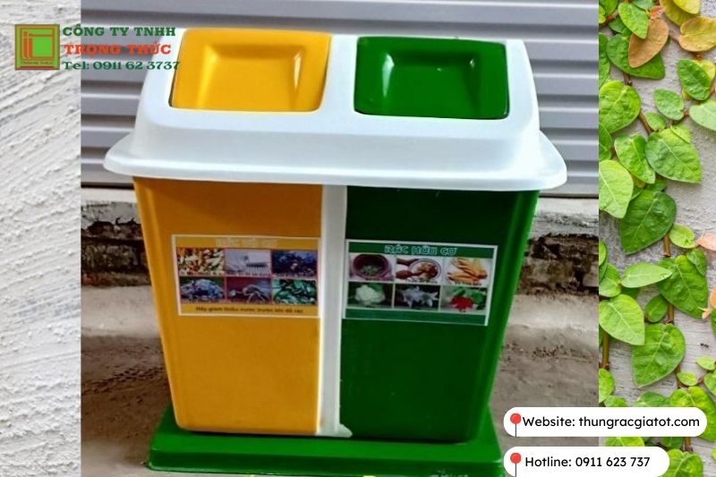 Thùng rác nhựa 2 ngăn compsite Nha Trang Khánh Hòa