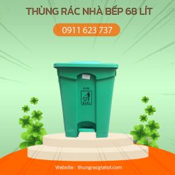 thùng rác nhà bếp 68 lít màu xanh