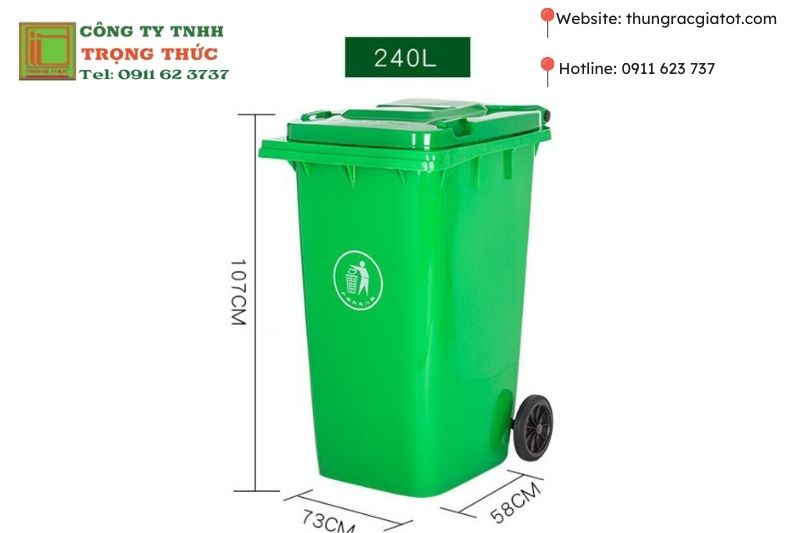 Kích cỡ thùng rác nhựa 240 lít Hà Nội