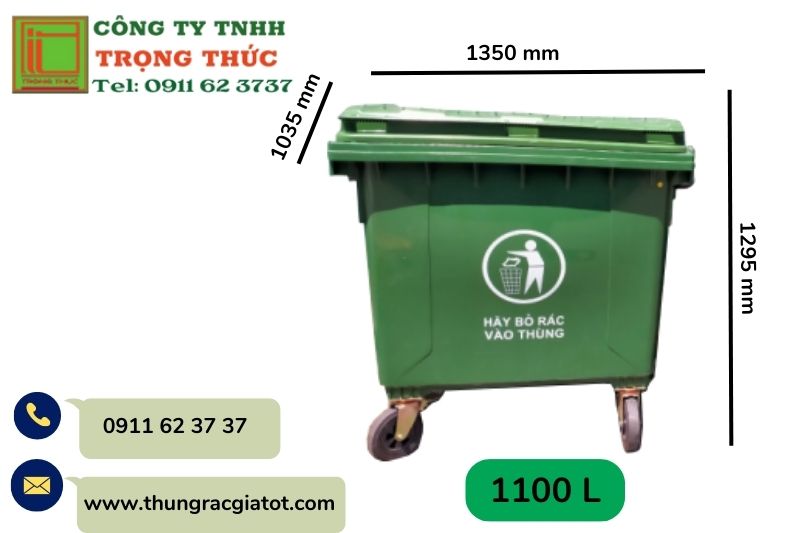 Thùng rác nhựa Biên Hòa Đồng Nai 1100 lít 