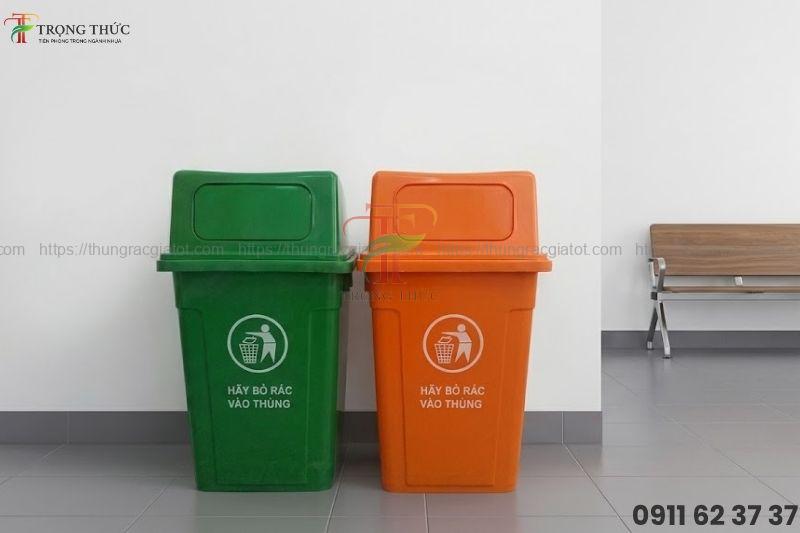 Thùng rác 90L nắp hở nhỏ gọn, tiện lợi cho khu vực công cộng