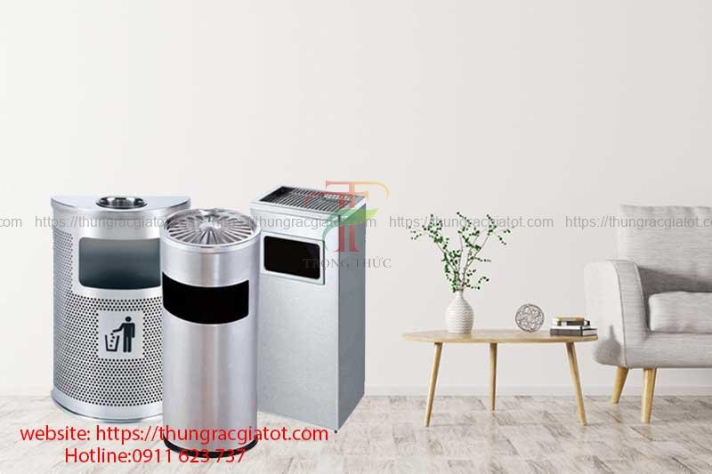 thùng rác inox có gạt tàn