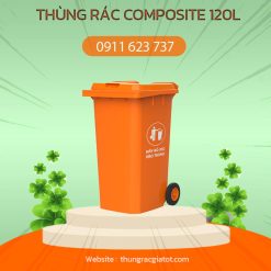 thùng rác composite 120l màu cam
