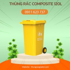 thung rác composite 120l màu vàng