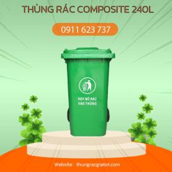 thùng rác composite 240l màu xanh