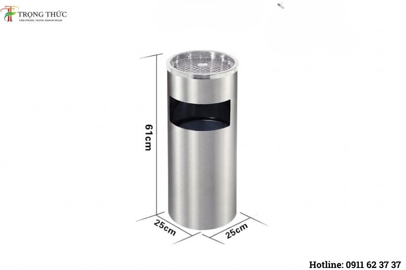 Thông số kỹ thuật thùng rác inox A35-A chi tiết về kích thước, chất liệu, cấu tạo