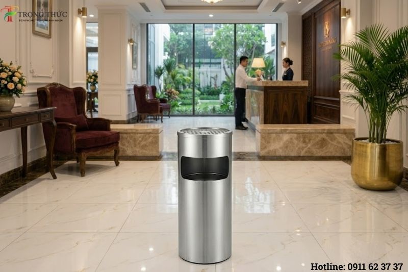 Ứng dụng thùng rác inox A35-A trong văn phòng, khách sạn, trung tâm thương mại