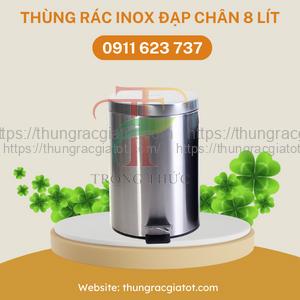 thùng rác inox đạp chân 8l