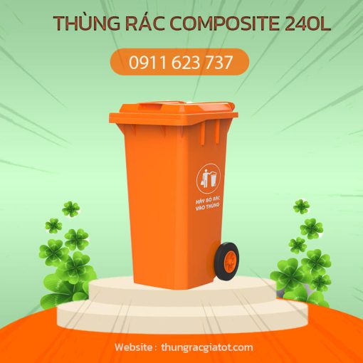 thùng rác nhựa composite 240l màu cam