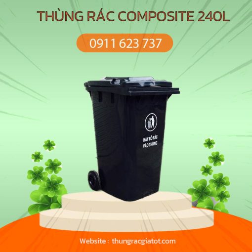 thùng rác nhựa composite 240l màu đen
