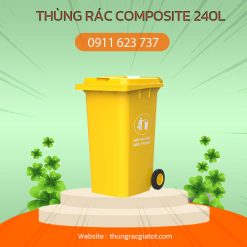 thùng rác nhựa composite 240l màu vàng
