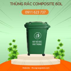 thùng rác nhựa composite 60l màu xanh