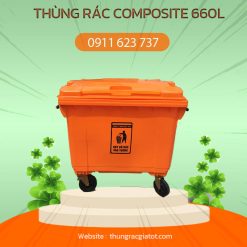 thùng rác nhựa composite 660l màu cam
