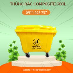 thùng rác nhựa composite 660l màu vàng