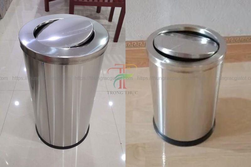 Thùng rác Hải Phòng inox tròn nắp bập bênh Thùng rác Hải Phòng inox tròn nắp bập bênh