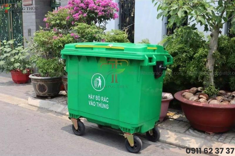 Thùng rác 660L công suất lớn, phù hợp khu công nghiệp