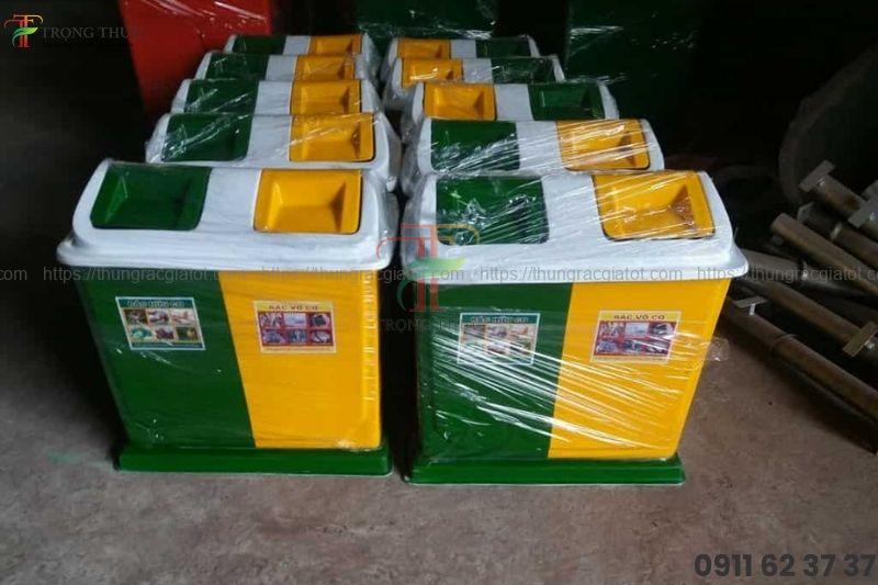 Thùng rác composite 2 ngăn bền, chịu nắng mưa tốt