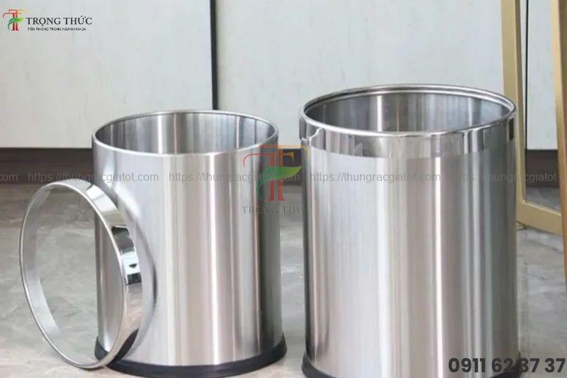 Thùng rác inox không nắp tiện lợi cho sảnh, hành lang