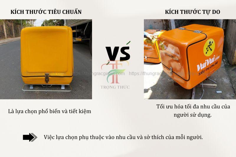 So sánh kích thước thùng chở hàng xe máy tiêu chuẩn và tự do