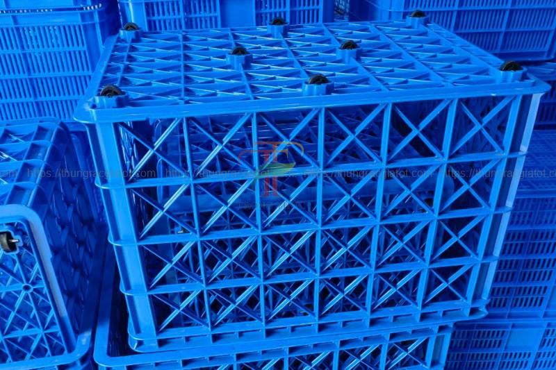Sóng nhựa hở 8 bánh xe màu xanh Sóng nhựa 8 bánh xe hở xanh