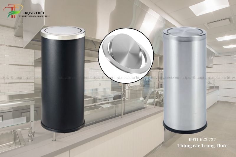 Thùng rác inox ở Hà Nội thiết kế nắp lật
