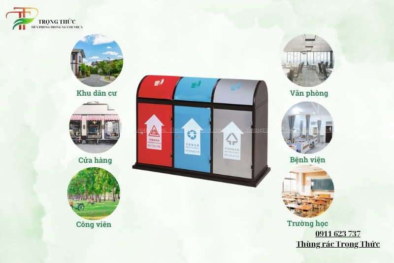 Ứng dụng của thùng rác phân loại 3 ngăn
