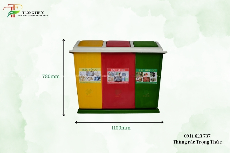 Thùng đựng rác phân loại 3 ngăn