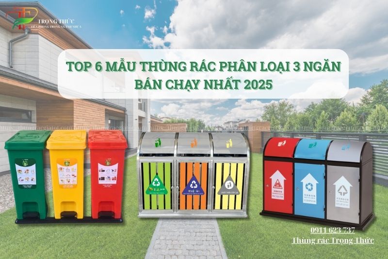 Thùng rác phân loại 3 ngăn