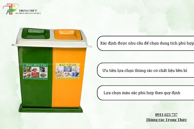 Kinh nghiệm lựa chọn thùng rác phân loại
