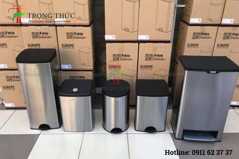 thùng rác inox Hà Nội đạp chân cao cấp văn phòng