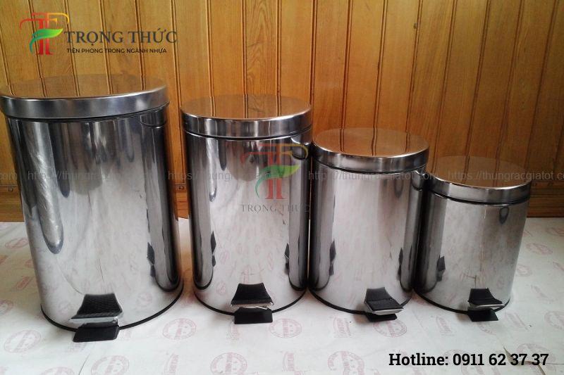 thùng rác inox Hà Nội đạp chân cao cấp văn phòng