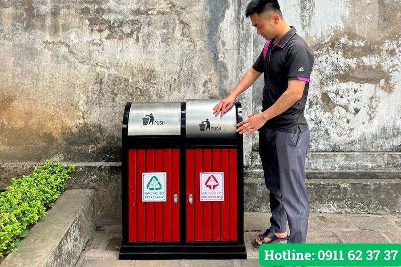 thùng rác inox 2 ngăn